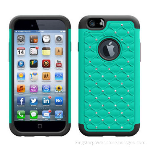 Mobile phone case shell cover skin for iPhone 6, PC Silicone, Crystal Diamond